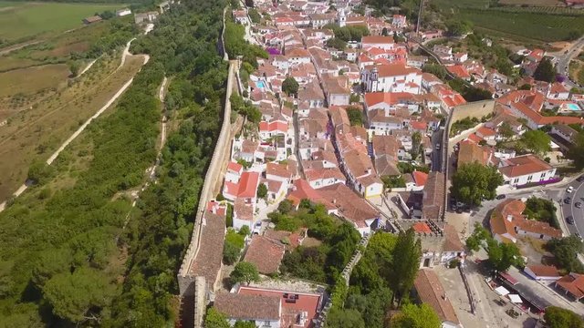 Aerial view of medieval Obidos in Portugal