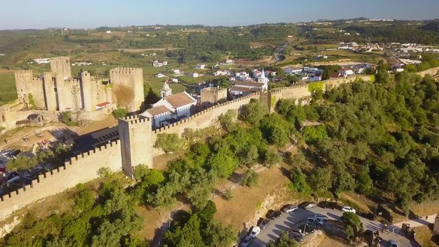 Aerial view of medieval Obidos in Portugal