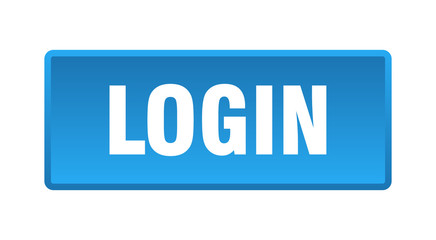 login button. login square blue push button