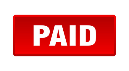 paid button. paid square red push button