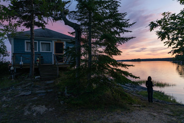 Sunset over the bay in Brusnwick Maine