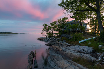 Sunset over the bay in Brusnwick Maine