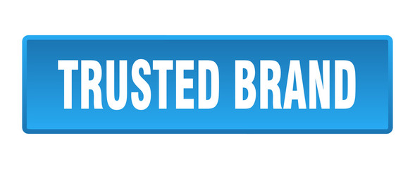 trusted brand button. trusted brand square blue push button