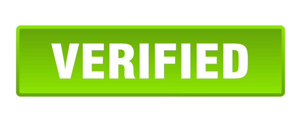 verified button. verified square green push button