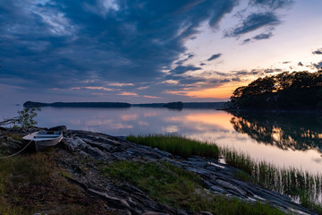 Sunset over the bay in Brusnwick Maine