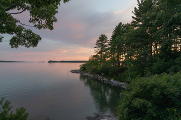 Sunset over the bay in Brusnwick Maine
