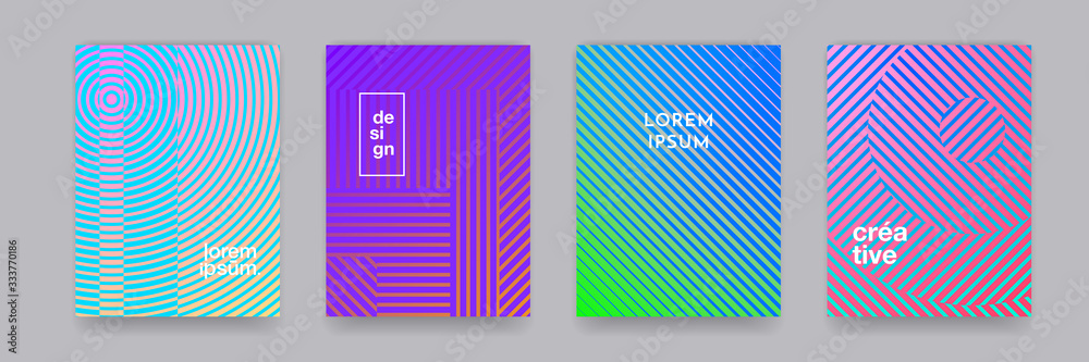 Poster Color gradient background, geometric halftone line pattern, vector abstract design. Simple minimal elements in halftone color gradient, modern pattern backgrounds