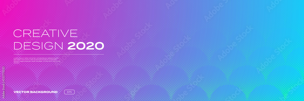 Poster Color gradient background, halftone pattern, vector abstract geometric graphic design. Halftone scales pattern, simple minimal blue and purple gradient background