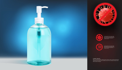 Vector Illustration Of Realistic.Hand Sanitizer Bottle.