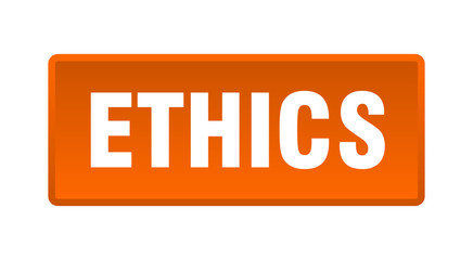 ethics button. ethics square orange push button