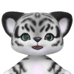 Fototapeta na wymiar cute tiger cartoon id profile portrait in white background