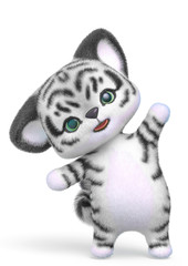 Fototapeta na wymiar cute tiger cartoon saying hello in white background