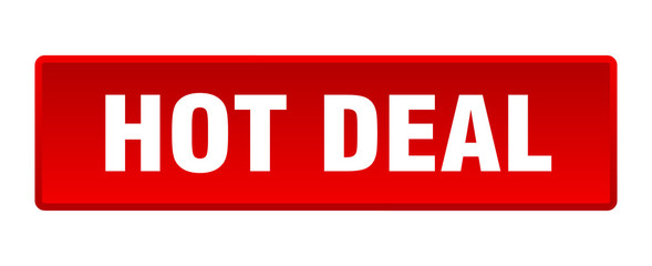 hot deal button. hot deal square red push button