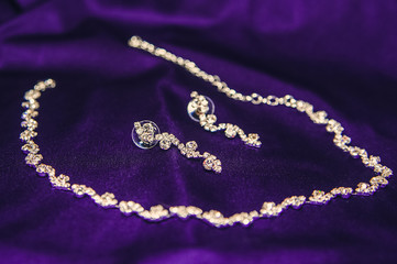 Decoration of the bride on a purple background