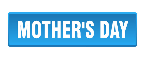 mother's day button. mother's day square blue push button
