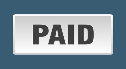 paid button. paid square white push button