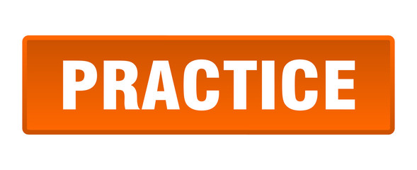 practice button. practice square orange push button