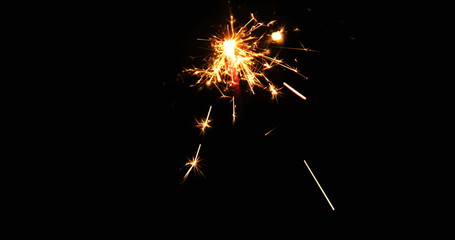 Photo of Birthday Holiday (Cake) Sparkle Firework Fire on black background for your different projects and events.
