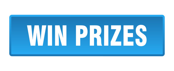 win prizes button. win prizes square blue push button
