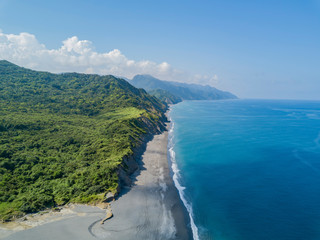 Aerial view of the famous cow mountain (Niushan Scenic Area) of Hualien