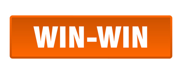 win-win button. win-win square orange push button