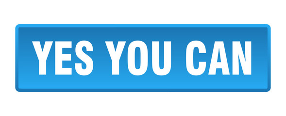 yes you can button. yes you can square blue push button