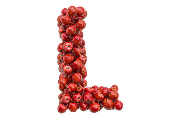 Letter L from red apples, 3D rendering