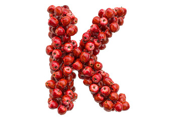 Letter K from red apples, 3D rendering