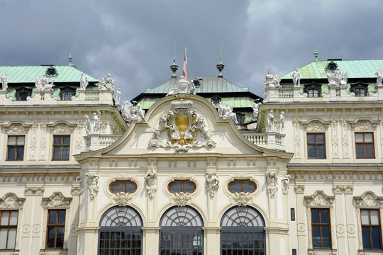 Belvedere Palace complex in Vienna. Upper Belvedere. Executive residence. Austria. Located in Landstrasse, the third district of the city. Museum Landmark of Vienna. Belvedere in the summer.