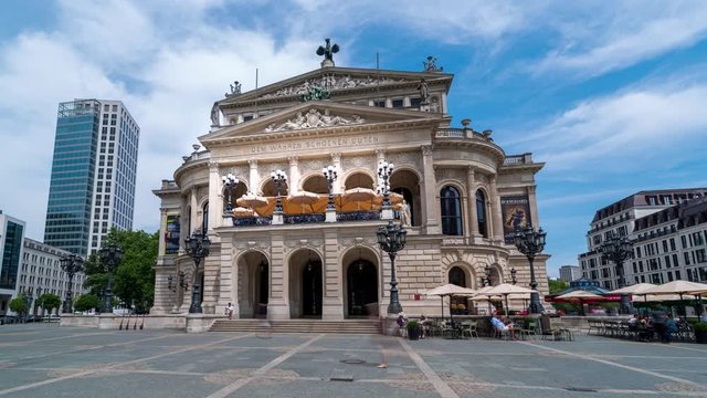 The original opera house in Frankfurt is now the Alte Oper (Old Opera), a concert hall and former opera house in Frankfurt am Main, Germany. hyperlapse video.