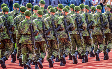 Army soldiers marching on parade