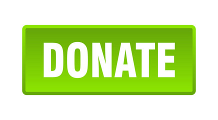 donate button. donate square green push button