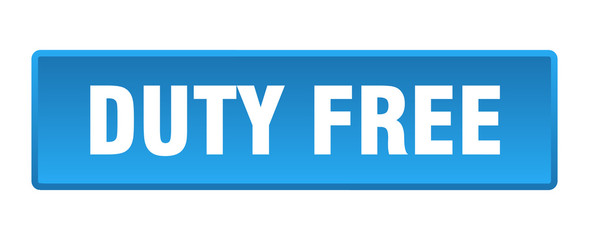 duty free button. duty free square blue push button