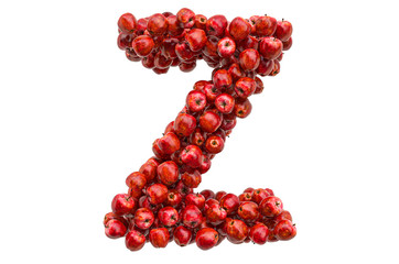 Letter Z from red apples, 3D rendering