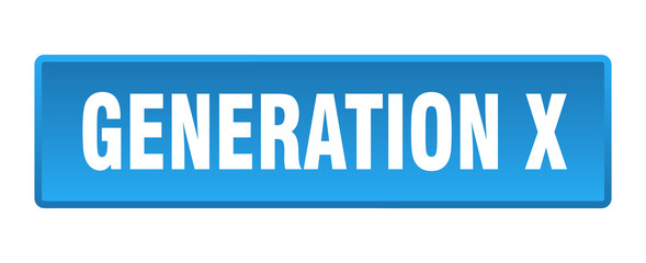 generation x button. generation x square blue push button