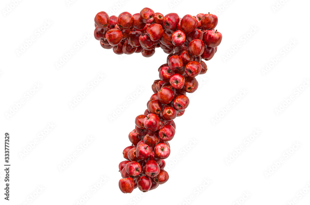 Fototapete number 7 from red apples, 3d rendering