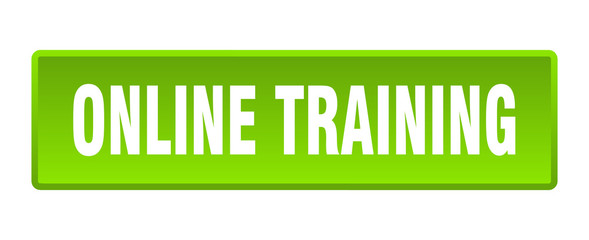 online training button. online training square green push button
