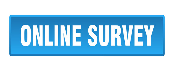 online survey button. online survey square blue push button