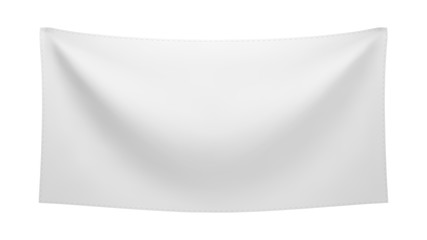 White textile banner with folds