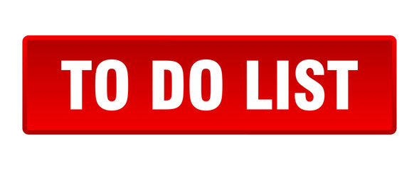 to do list button. to do list square red push button