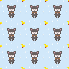 Texture for background with cutie cat and duck