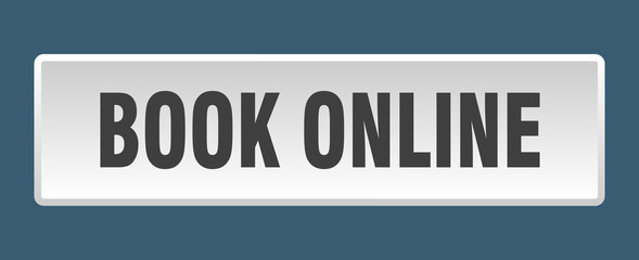 book online button. book online square white push button