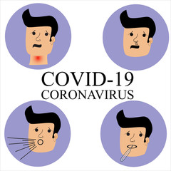Vector of Coronavirus or COVID-19. The virus symptoms may include fever, cough, pneumonia and acute respiratory distress syndrome.
