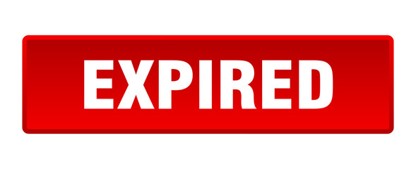 expired button. expired square red push button