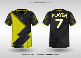 T-shirt sport vector design template, Soccer jersey mockup for football club. uniform front and back view. Clothing for Men adult. Can use for printing, branding logo team, squad, match event