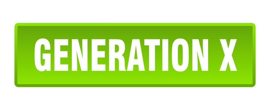 generation x button. generation x square green push button