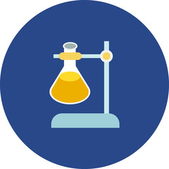 Scientific instrument, glass flask placed on stand 