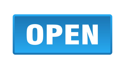 open button. open square blue push button