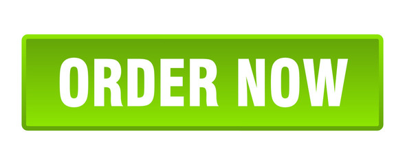 order now button. order now square green push button