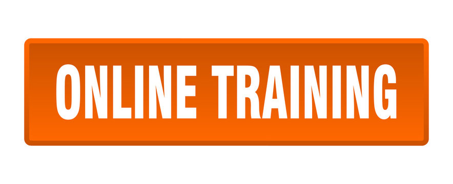 Online Training Button. Online Training Square Orange Push Button